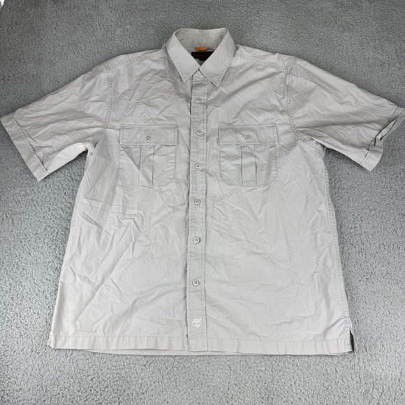 Timberland Other - Timberland Shirt Men's Size Large Khaki Button-Up Long Sleeve Pockets Rugged Fit